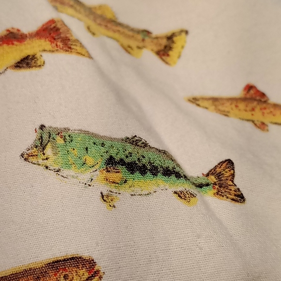 Reel Obsession Cotton Button Down Collar Short Sleeve Fish Print Shirt Sz Large - Picture 11 of 11